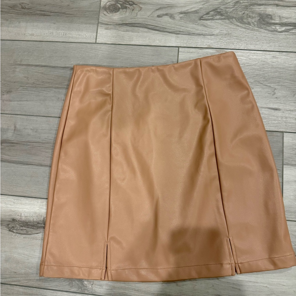 Faux Leather Beige Skirt by THML Sz M